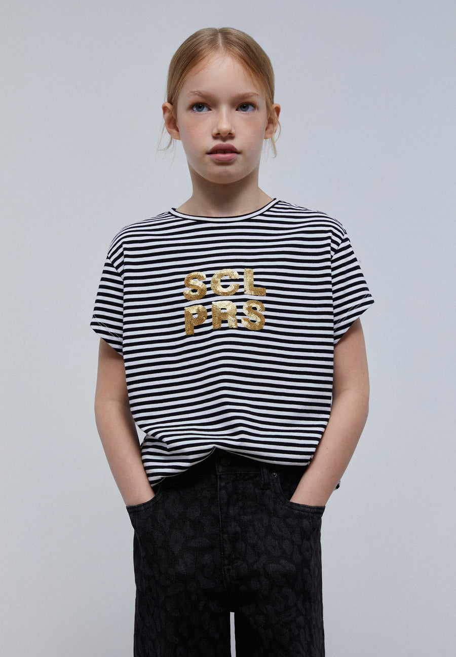GESTREIFTES SHIRT MIT PAILLETTEN