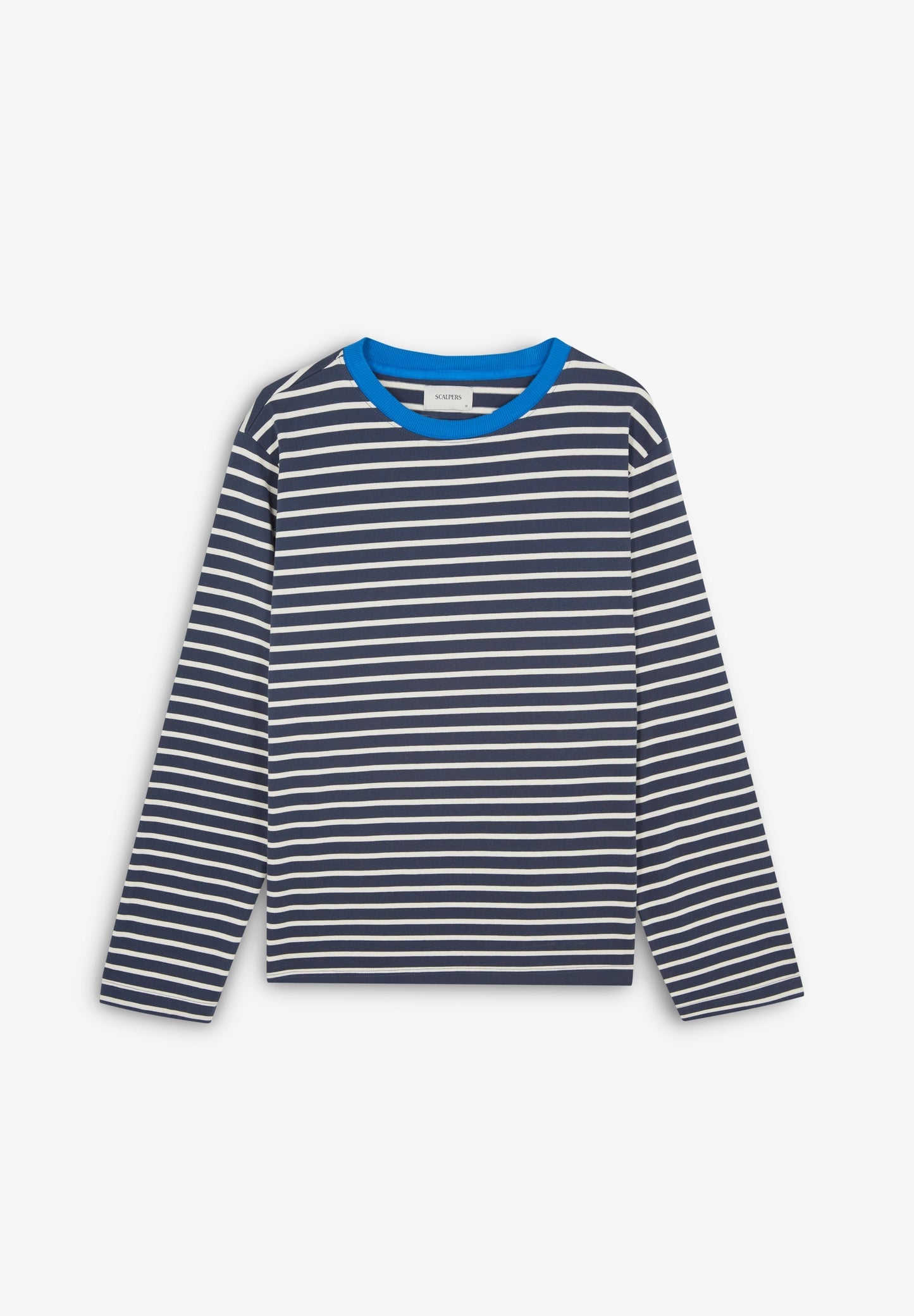 SHIRT MIT STREIFEN UND FARBLICH ABGESETZTEM AUSSCHNITT