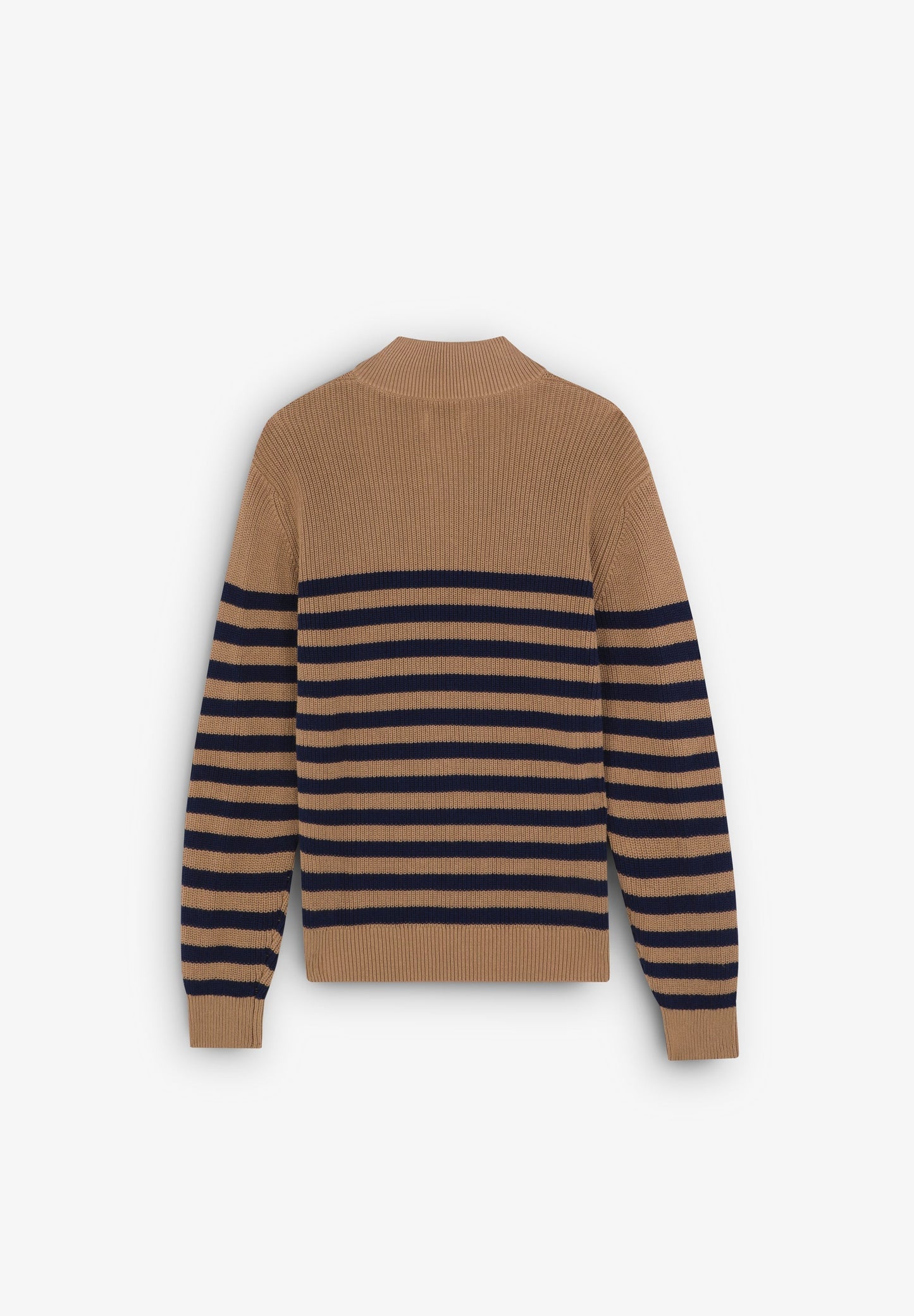 GESTREIFTER RIPPSTRICKPULLOVER MIT REISSVERSCHLUSS