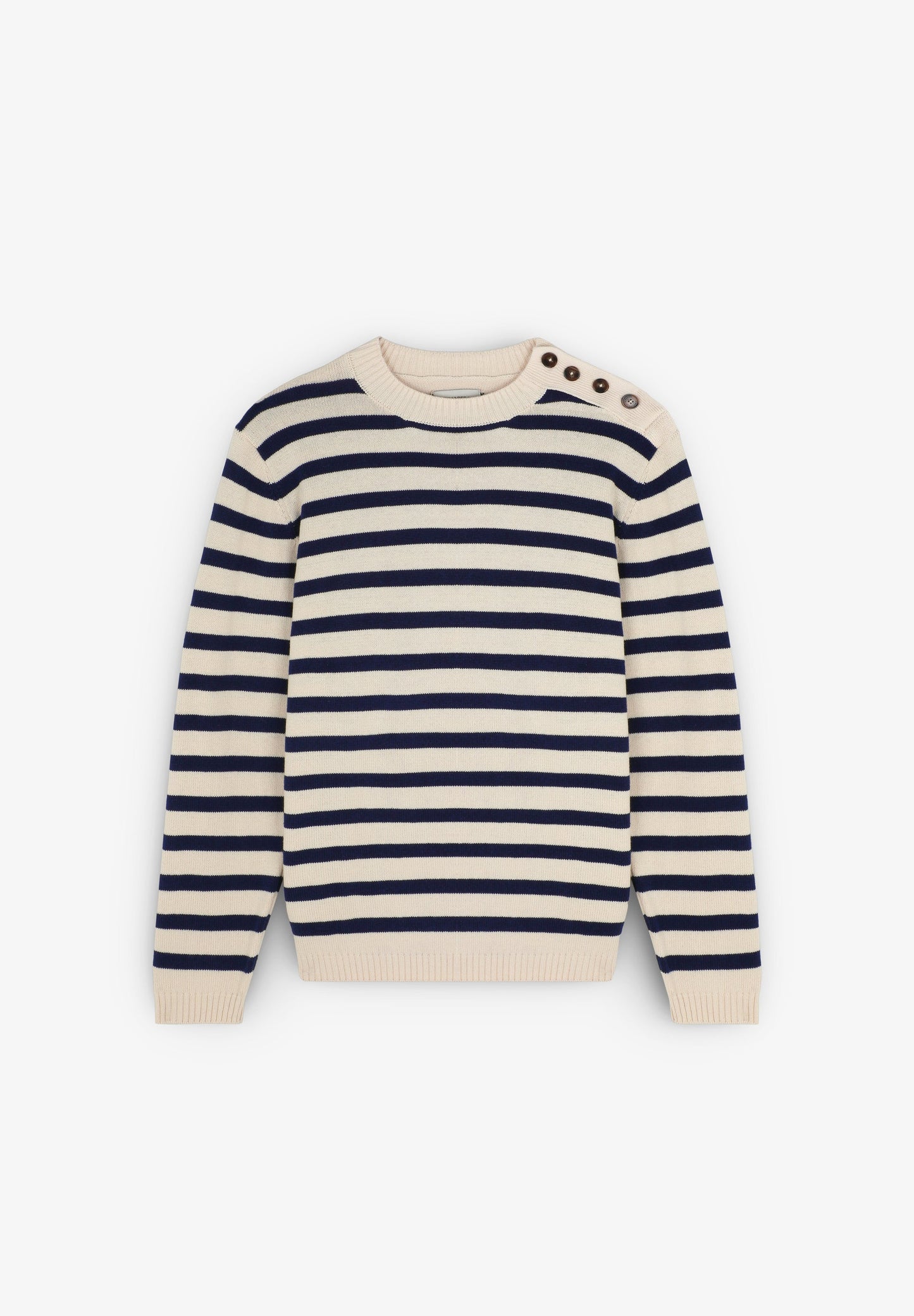 GESTREIFTER STRICKPULLOVER MIT KNÖPFEN