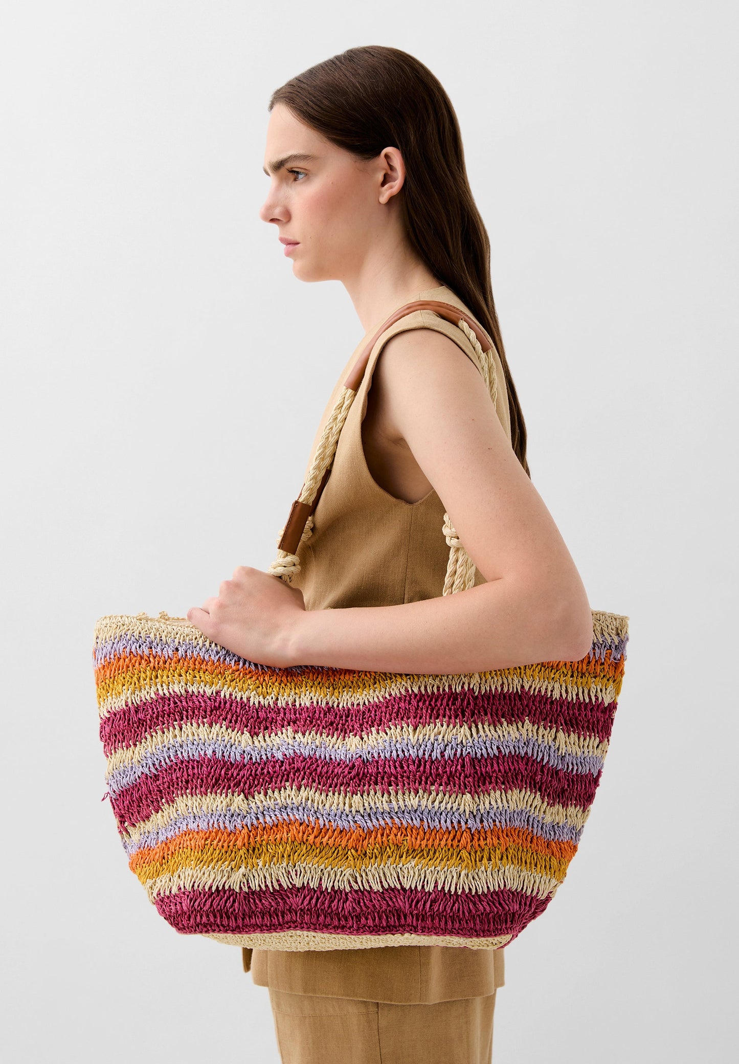 BUNTE RAPHIA-SHOPPERTASCHE