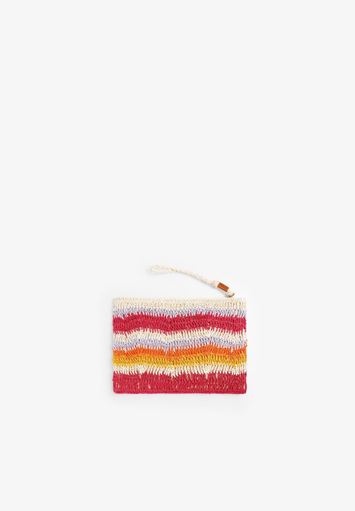 MEHRFARBIGE CLUTCH-TASCHE AUS RAPHIA