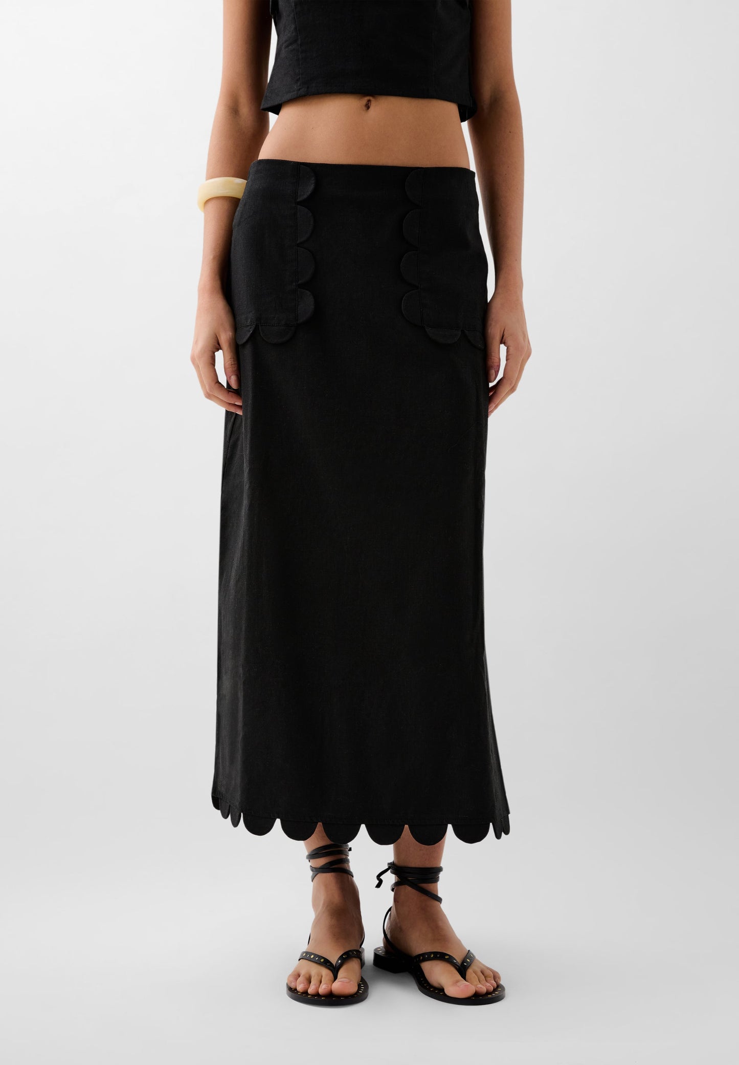 SCLINEN PLAIN MIDI SKIRT