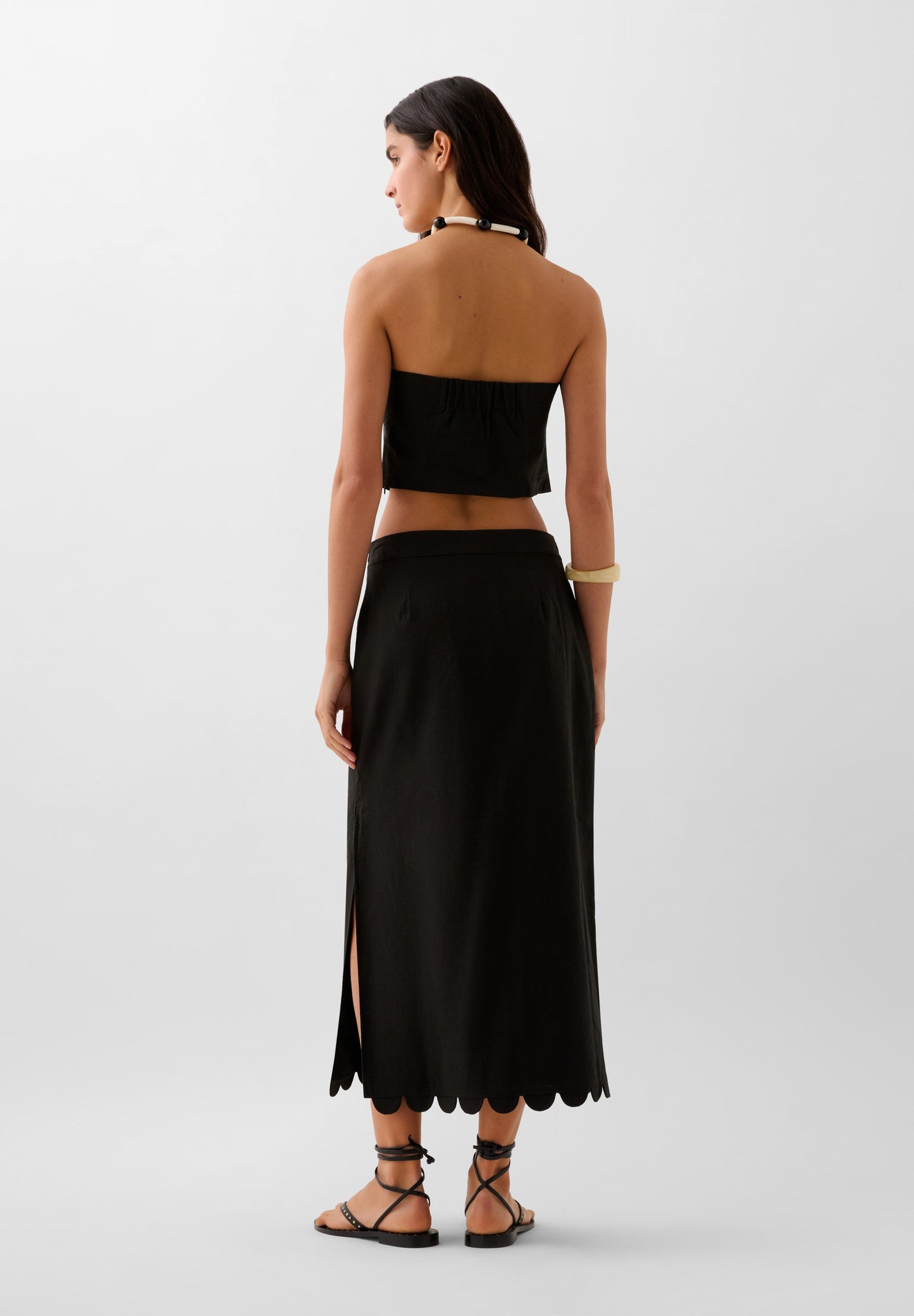 SCLINEN PLAIN MIDI SKIRT