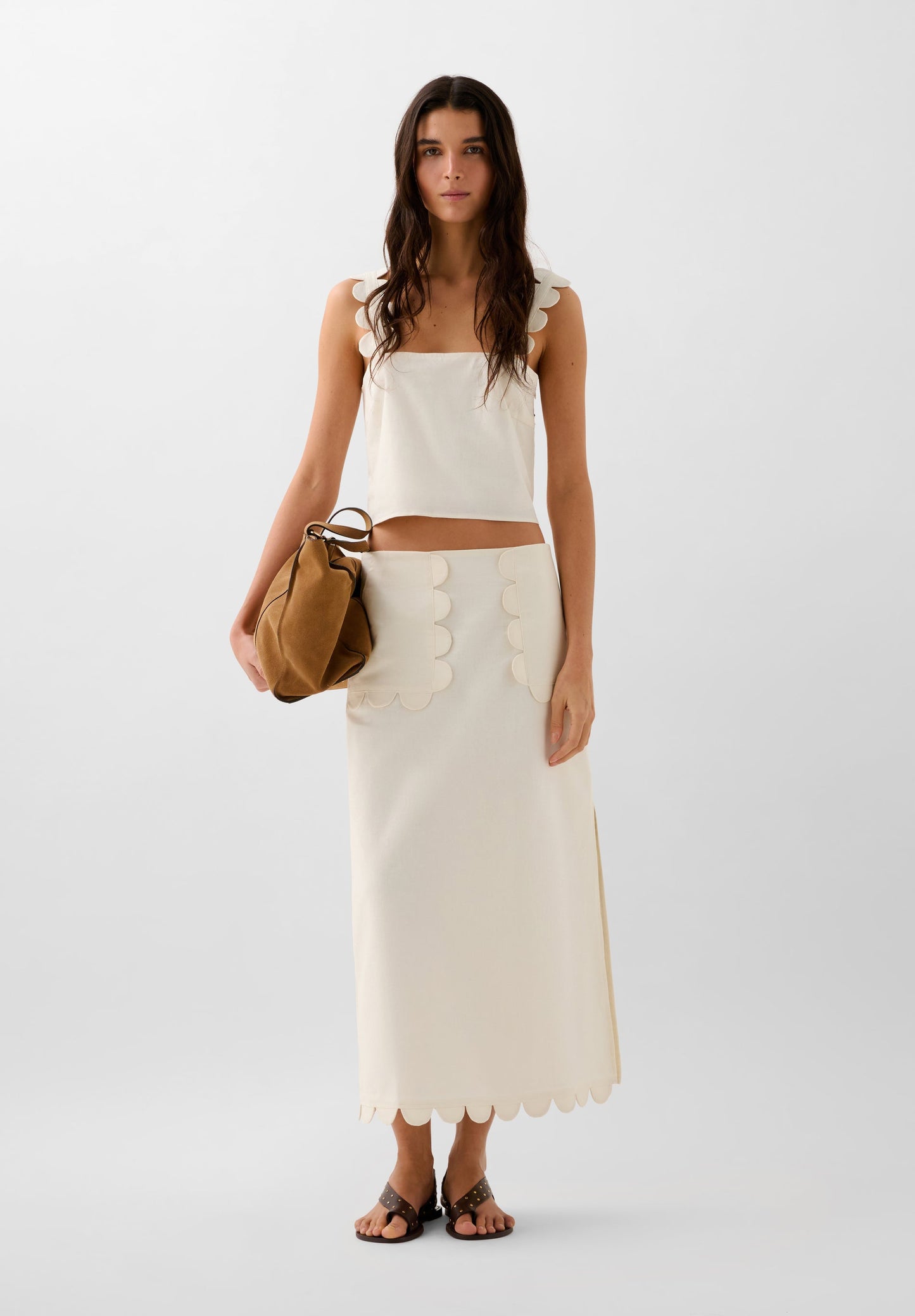 SCLINEN PLAIN MIDI SKIRT