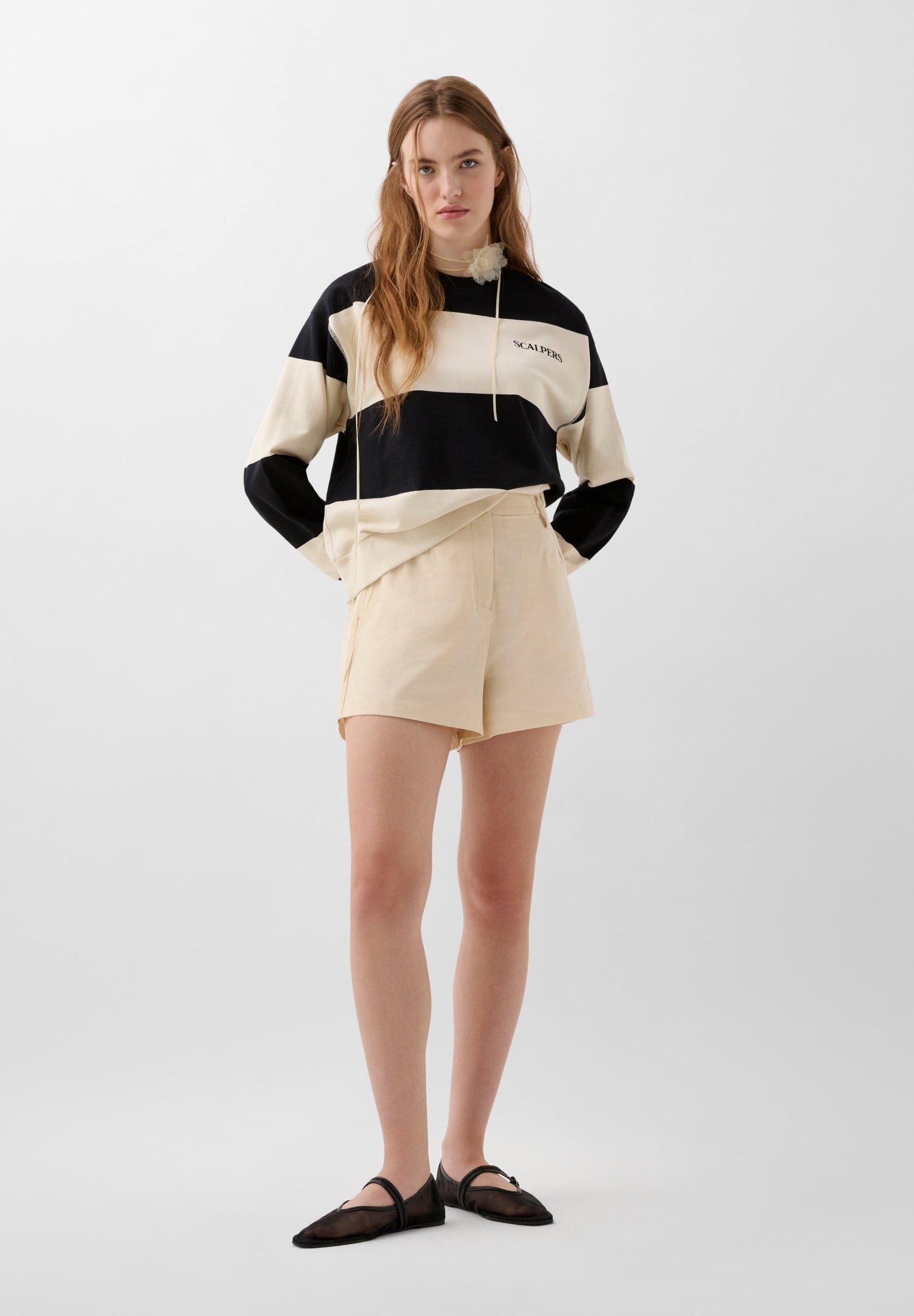 GESTREIFTES SWEATSHIRT MIT LOGO-STICKEREI