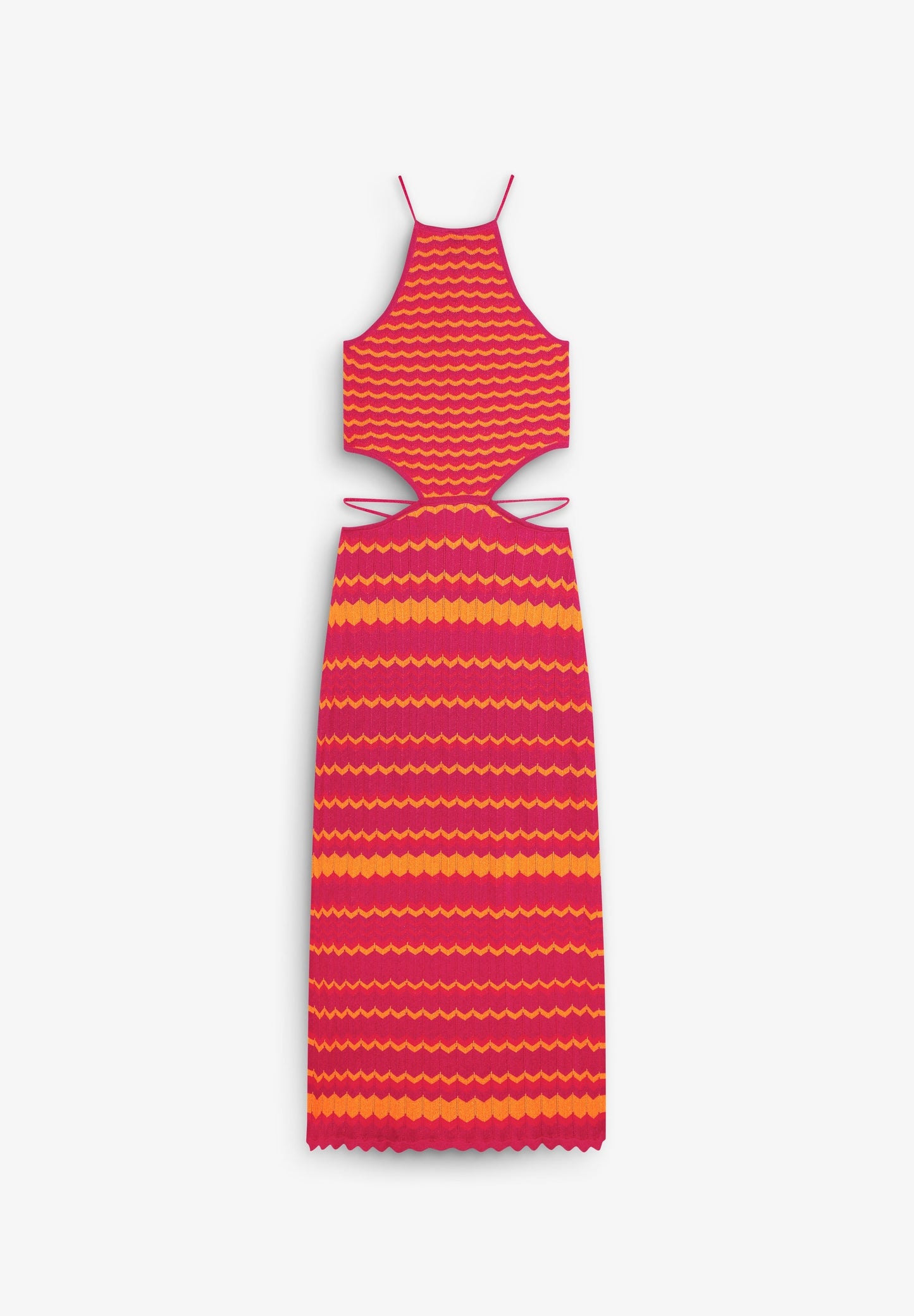 ZWEIFARBIGES STRICKKLEID MIT SCHLITZEN