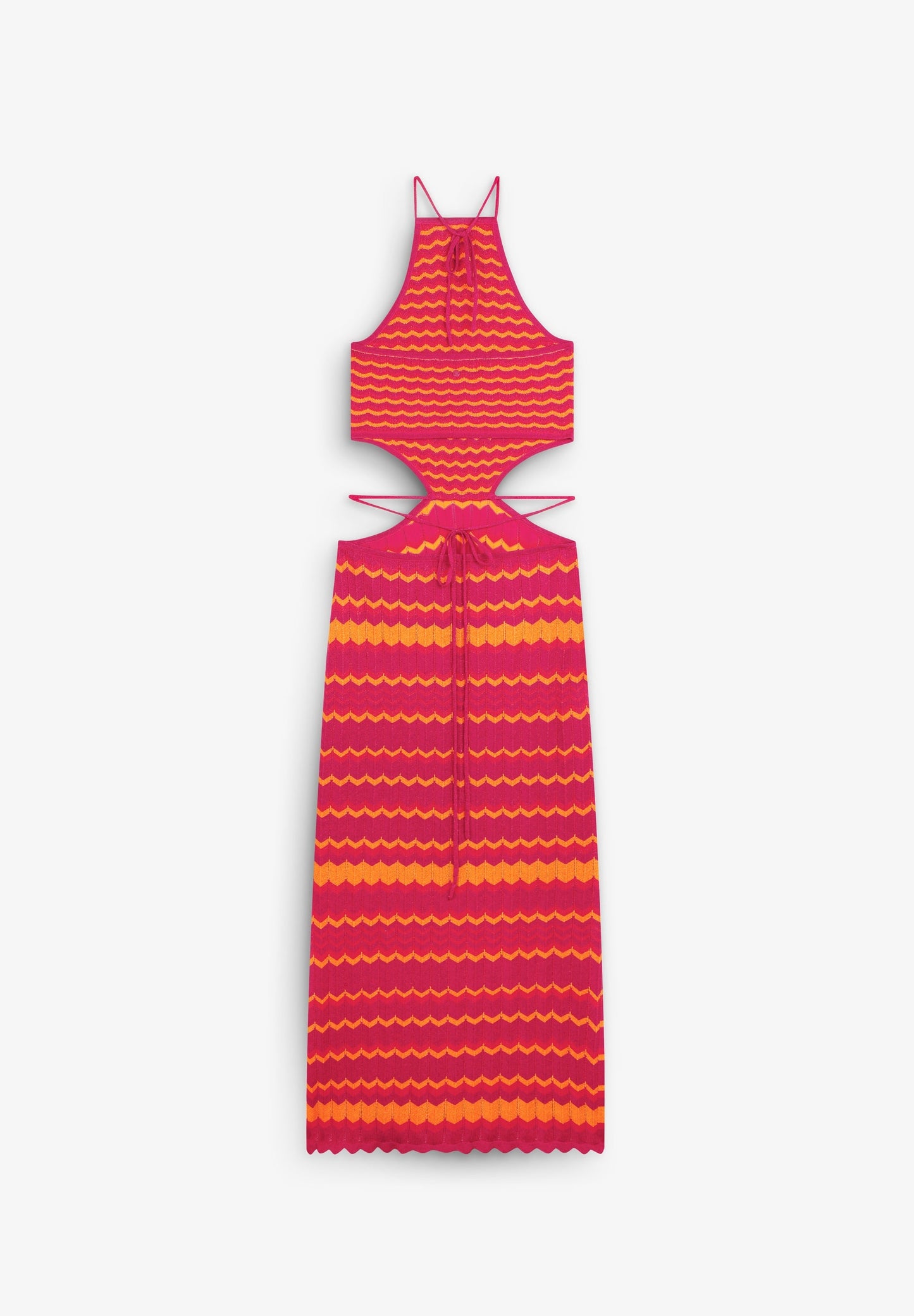 ZWEIFARBIGES STRICKKLEID MIT SCHLITZEN