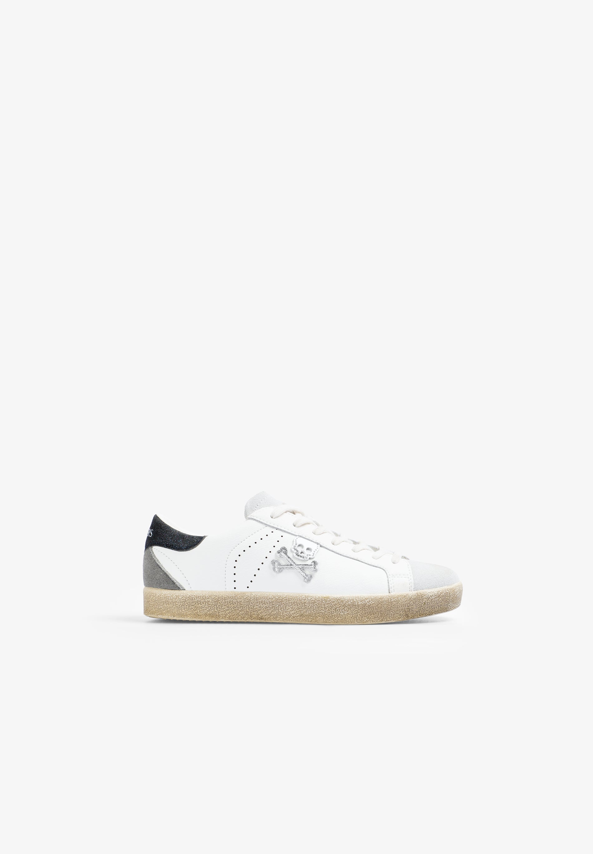NIEDRIGE GLITZER-SNEAKER MIT TOTENKOPF