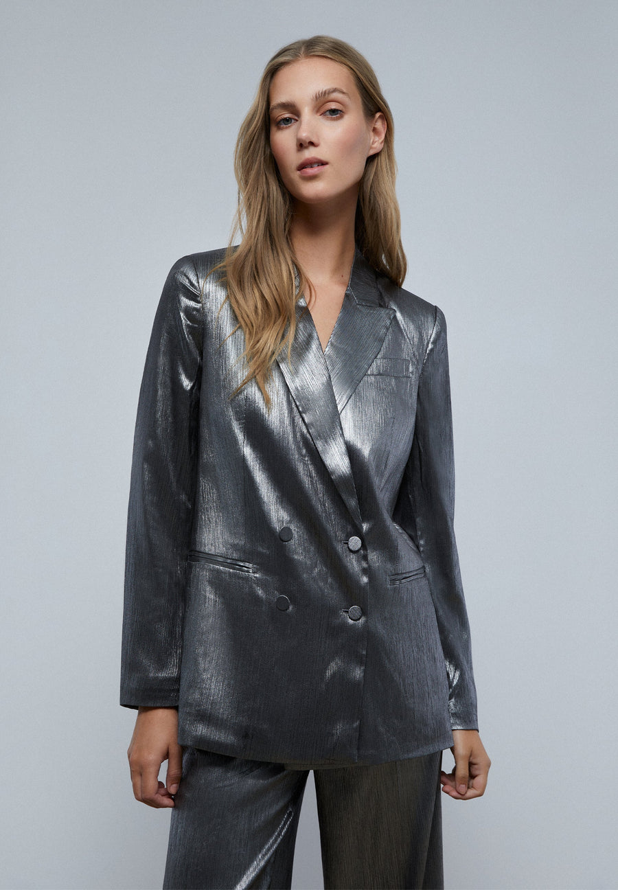 ZWEIREIHIGER BLAZER AUS SATIN