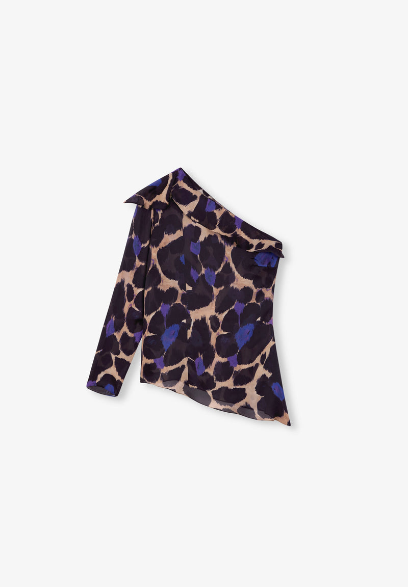 ASYMMETRISCHE BLUSE MIT ANIMALPRINT