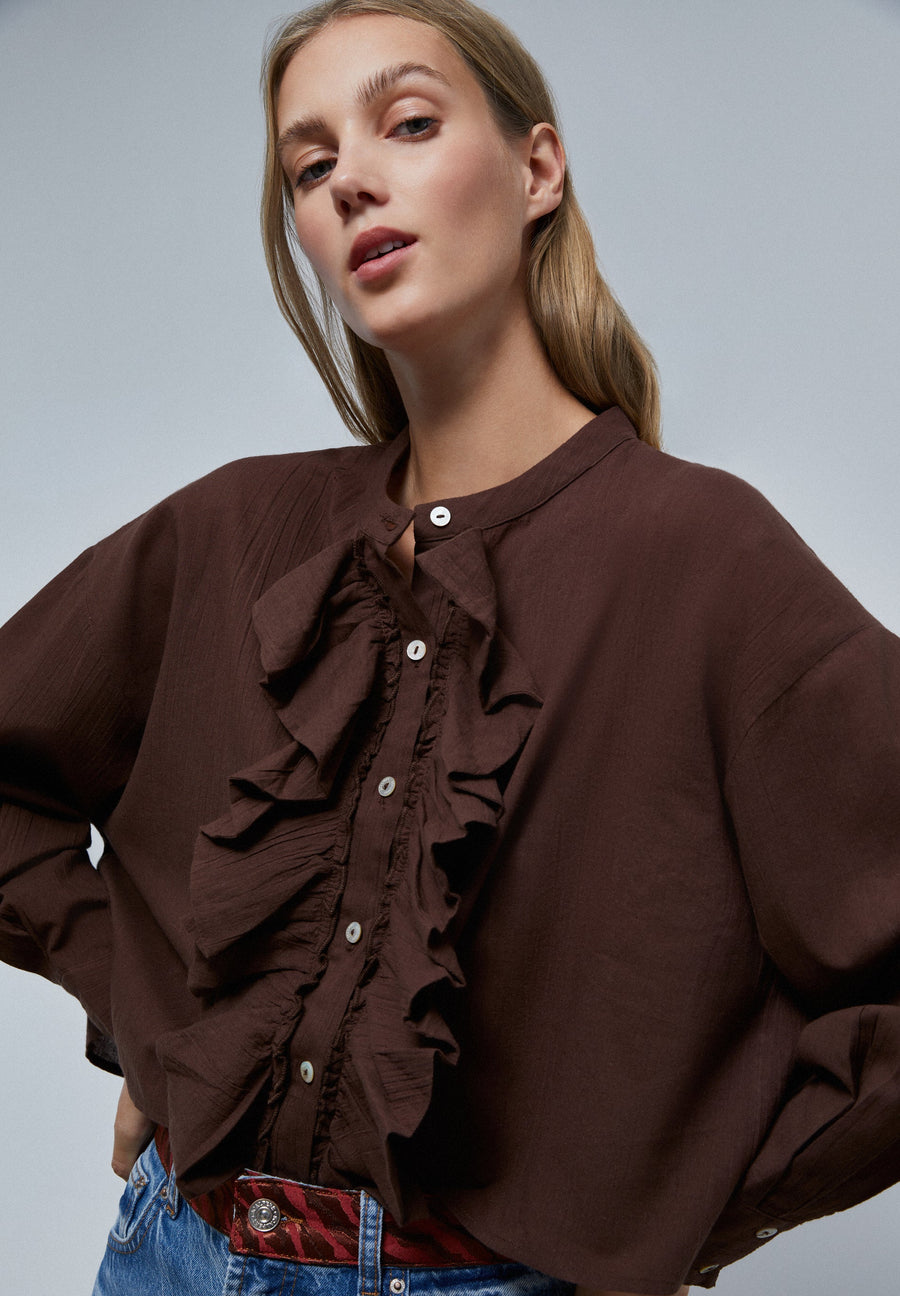 BLUSE MIT VOLANTS
