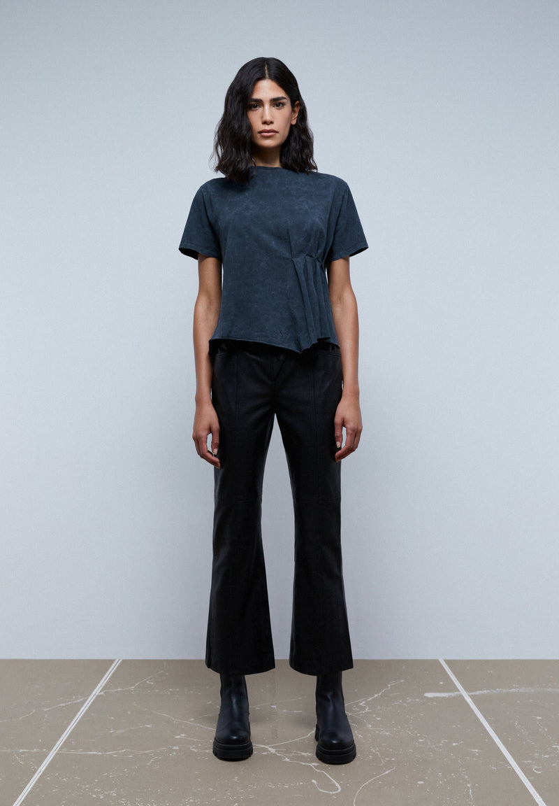 SHIRT IM WASHED-LOOK MIT PLISSIERTER SEITE