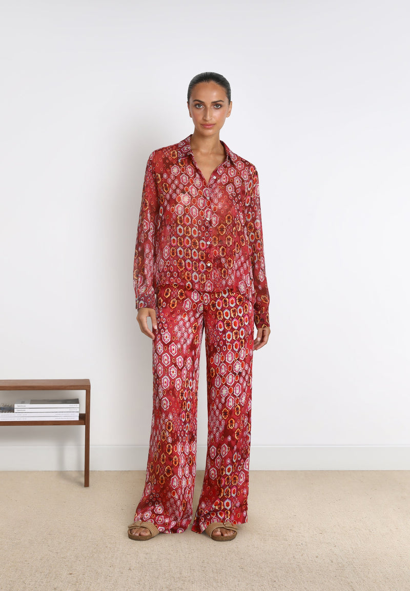 FLIESSENDE HOSE MIT ETHNIC-PRINT