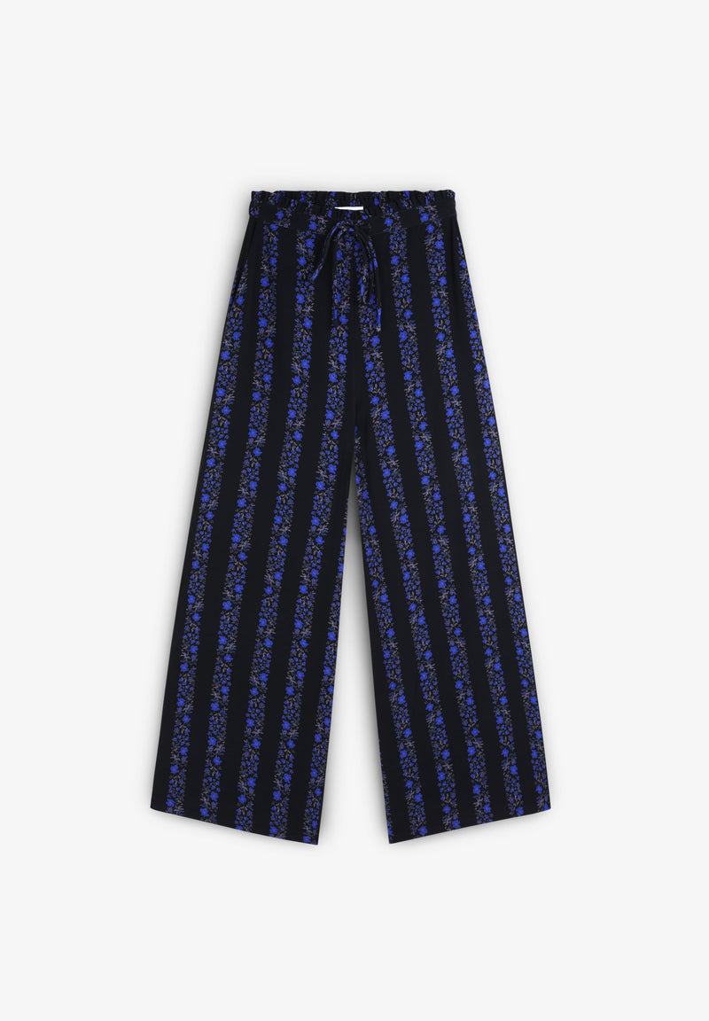 GESTREIFTE PALAZZOHOSE MIT BLUMENPRINT