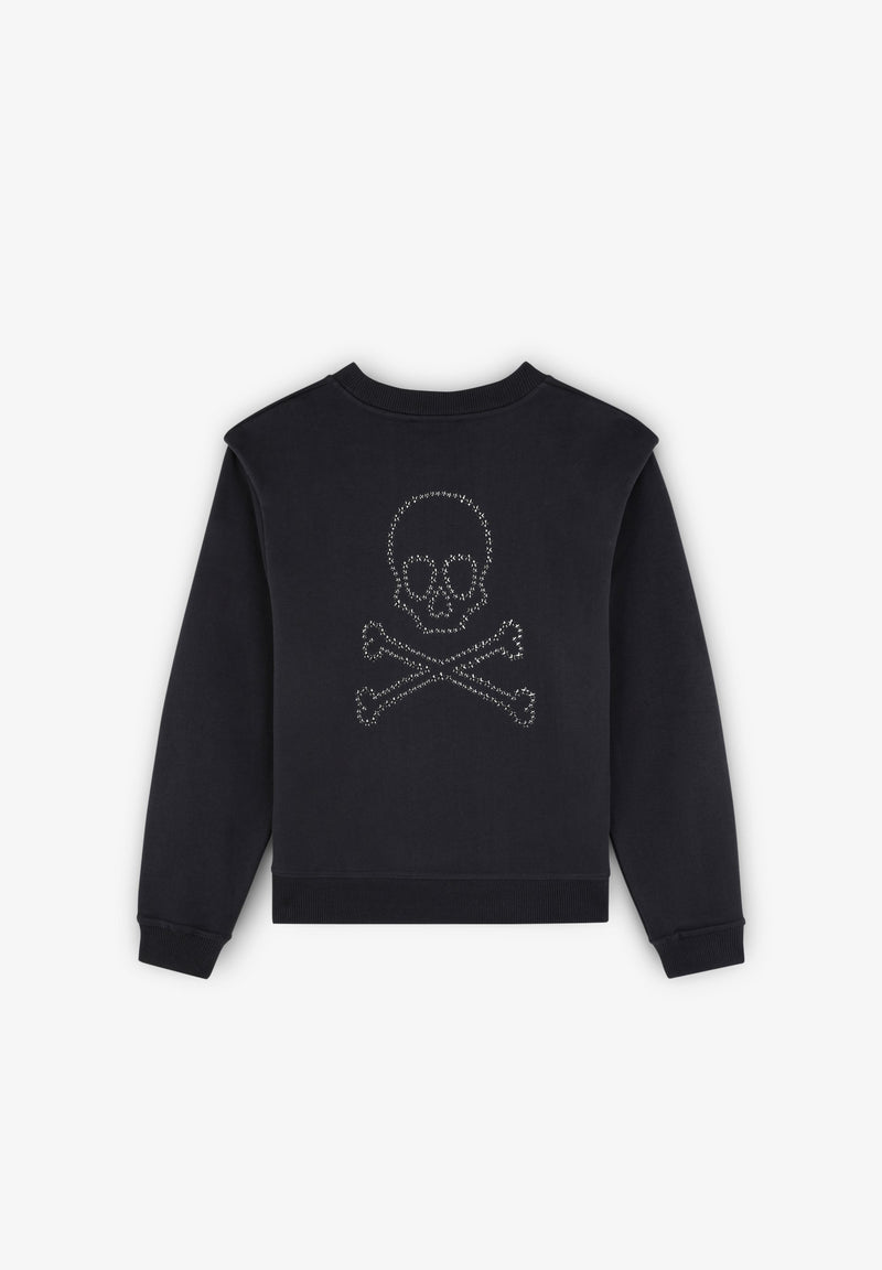SWEATSHIRT MIT TOTENKOPF AUF DEM RÜCKEN UND STERNEN