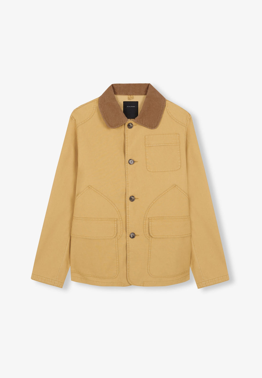 PREMIUM-JACKE MIT KRAGEN AUS CORD IN KONTRASTFARBE