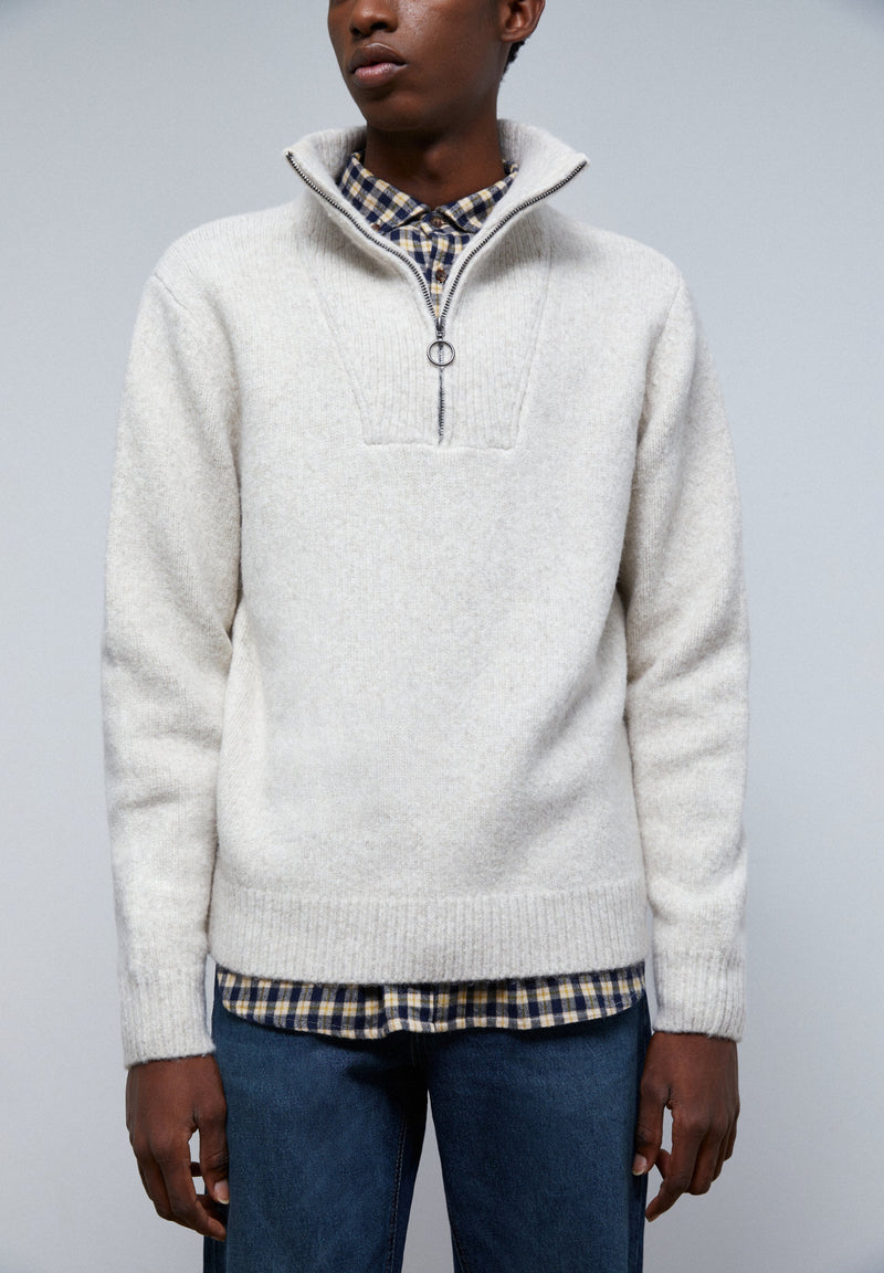 PREMIUM-PULLOVER MIT REISSVERSCHLUSS UND KRAGEN