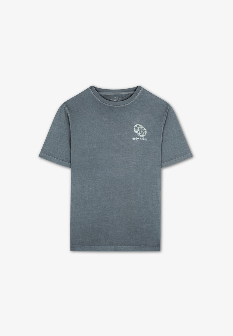 T-SHIRT IM WASHED-LOOK MIT POKER-PRINT