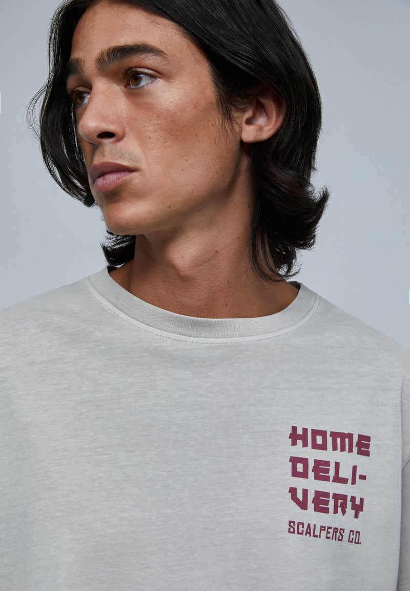 SHIRT IM WASHED-LOOK MIT PRINT IN KONTRASTFARBE