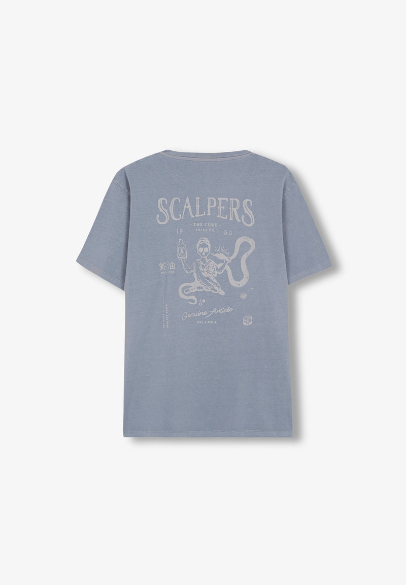 T-SHIRT IM WASHED-LOOK MIT PRINT AUF DEM RÜCKEN