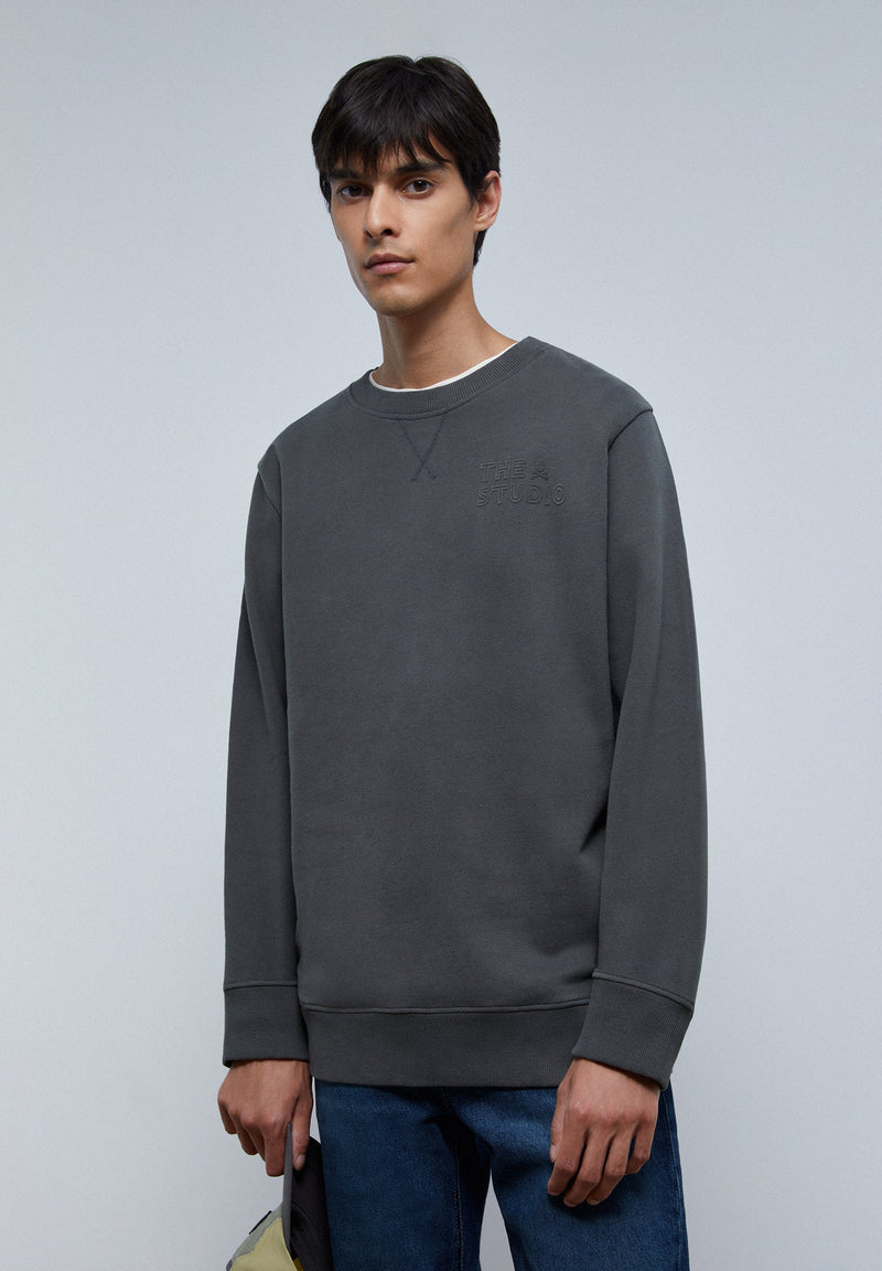 SWEATSHIRT MIT FLOCKPRINT-LOGO