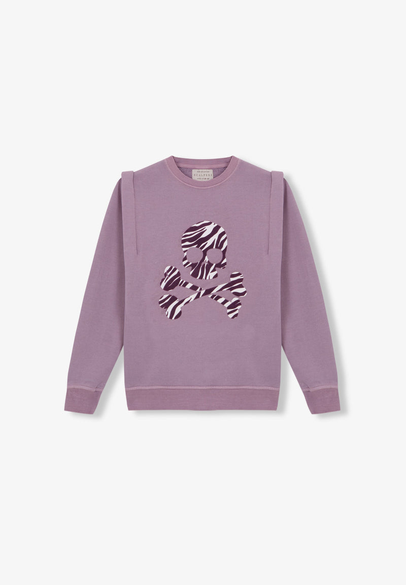 SWEATSHIRT MIT ZEBRAPRINT UND FALTEN AN DER SCHULTER