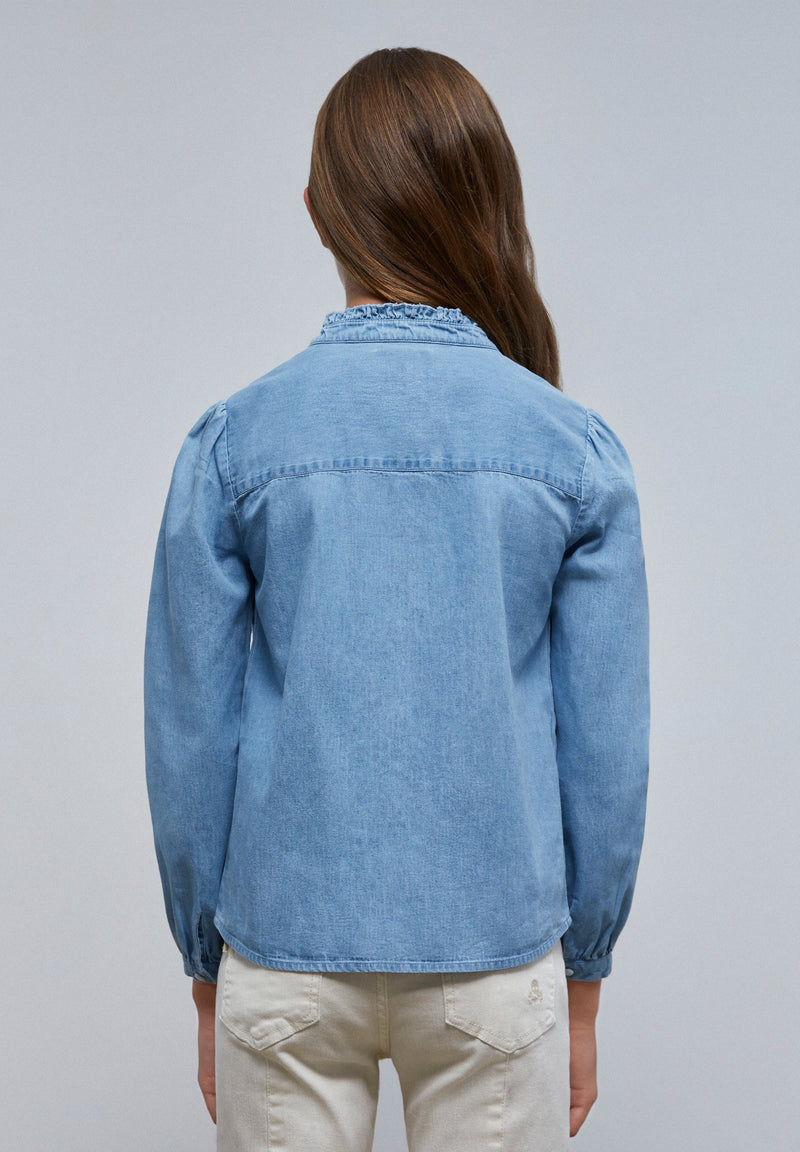 BESTICKTE JEANSBLUSE