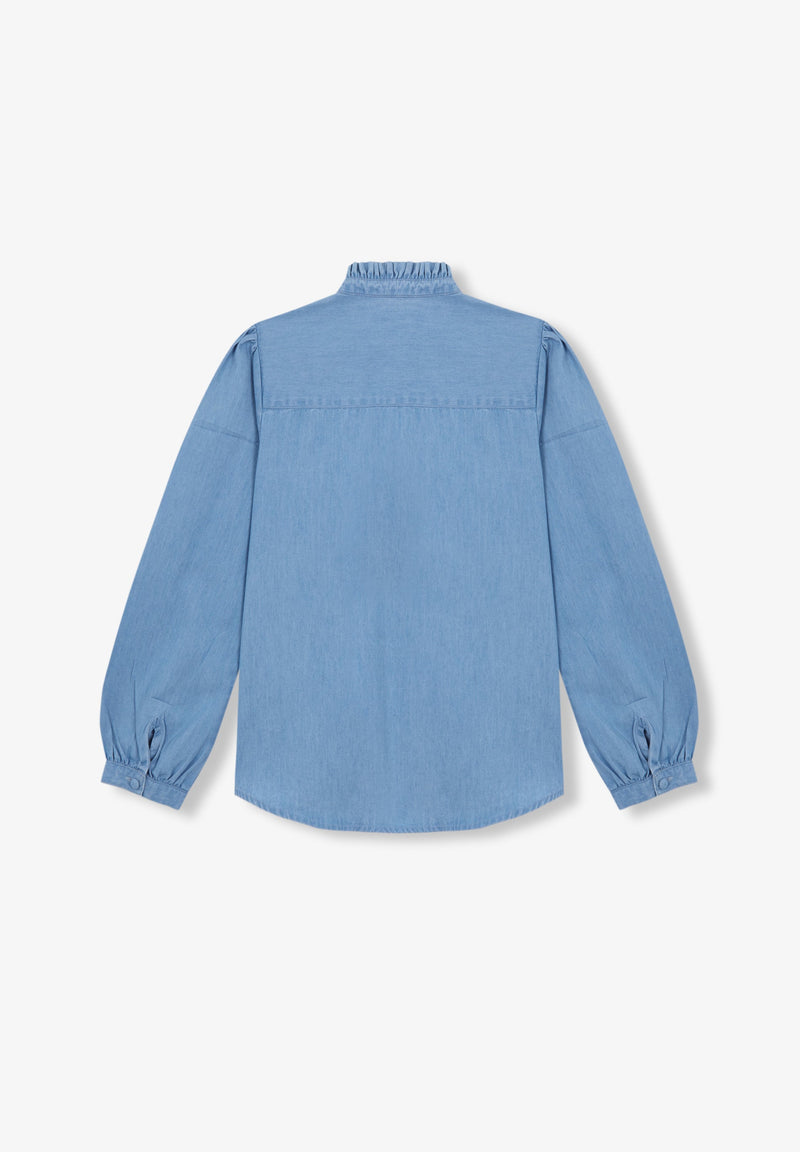 BESTICKTE JEANSBLUSE