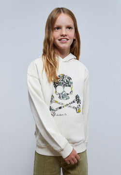 SWEATSHIRT MIT TOTENKOPF UND BLUMEN