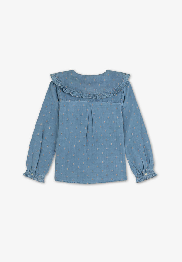 DENIM JACQ BLOUSE GIRLS