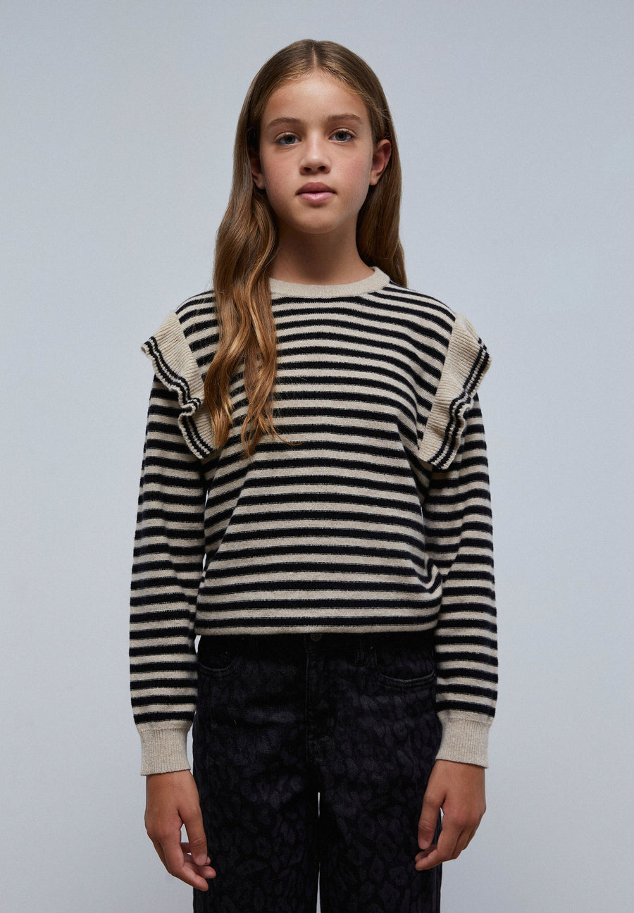 PULLOVER MIT STREIFEN UND VOLANTS