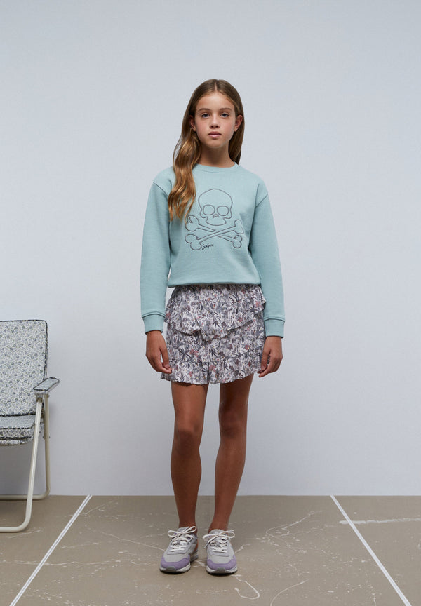 SWEATSHIRT MIT TOTENKOPFSTICKEREI