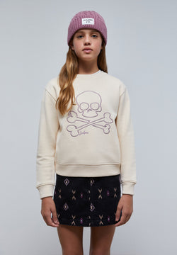 SWEATSHIRT MIT TOTENKOPFSTICKEREI