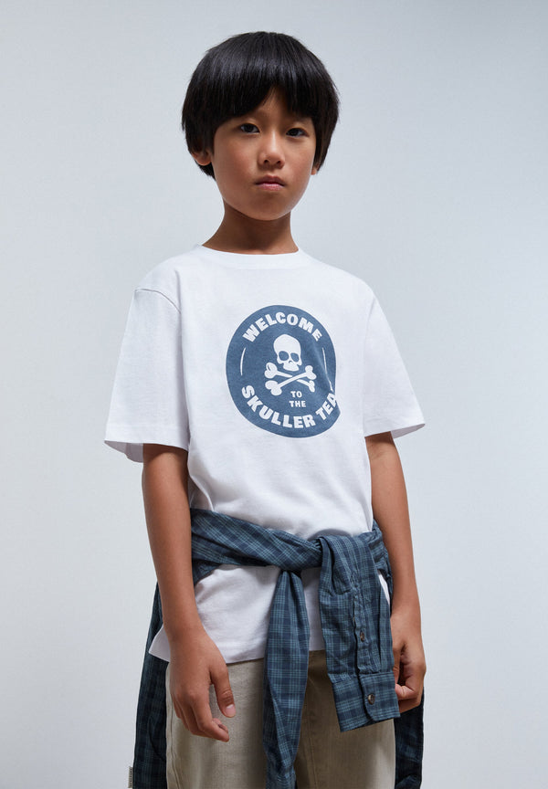 SHIRT IM WASHED-LOOK MIT KREISFÖRMIGEM PRINT