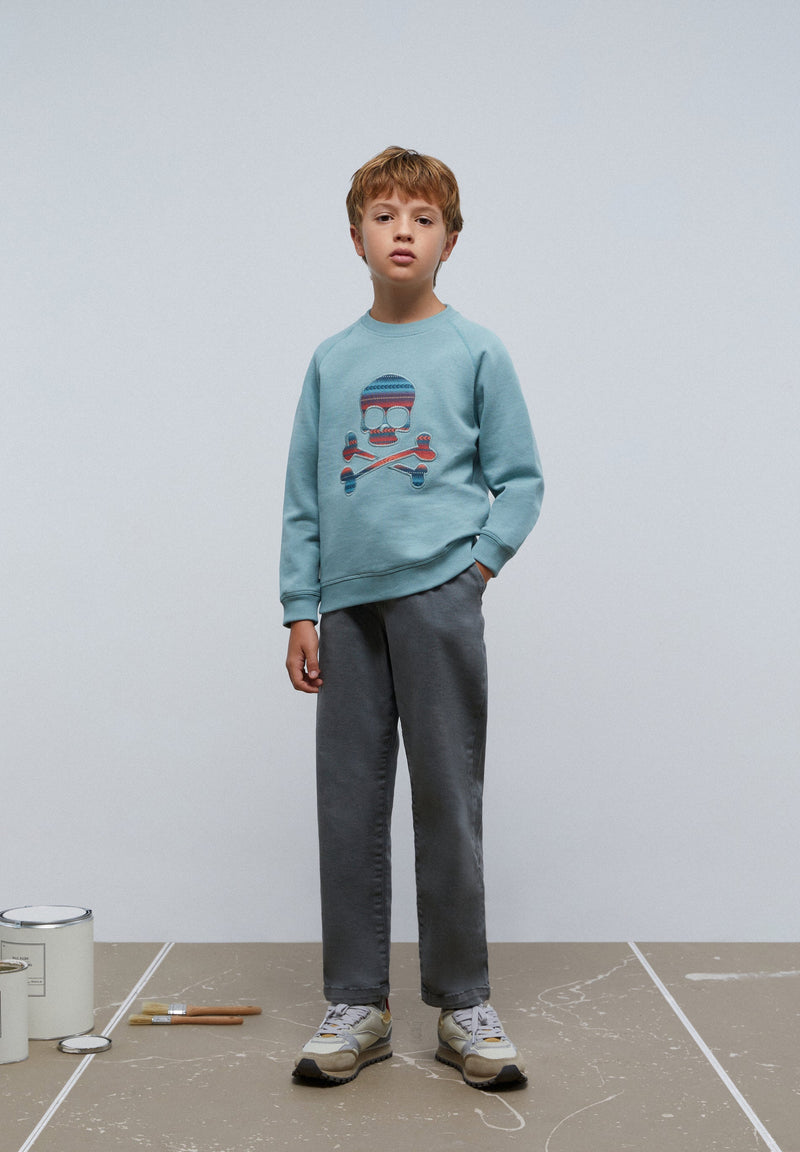 SWEATSHIRT MIT ETHNIC-TOTENKOPF