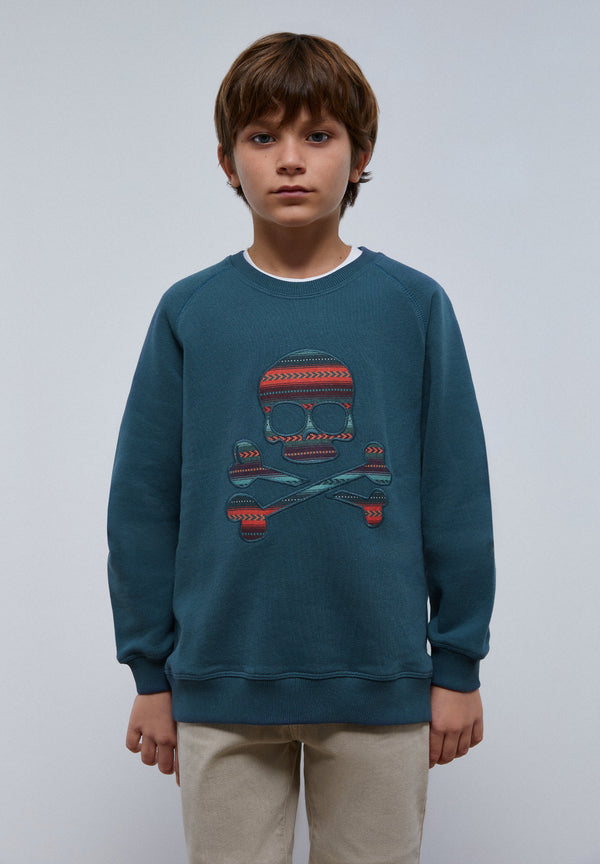 SWEATSHIRT MIT ETHNIC-TOTENKOPF