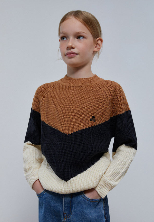 DREIFARBIGER STRICKPULLOVER