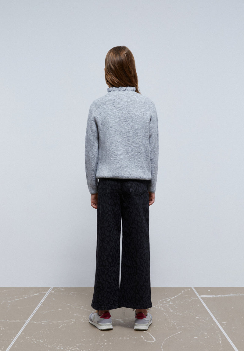 CULOTTE-JEANS MIT ANIMALPRINT