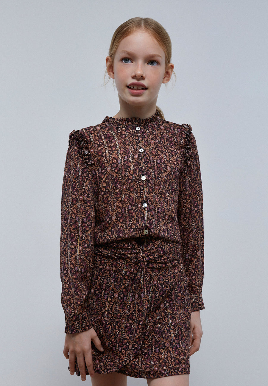 BLUSE MIT PRINT UND VOLANT