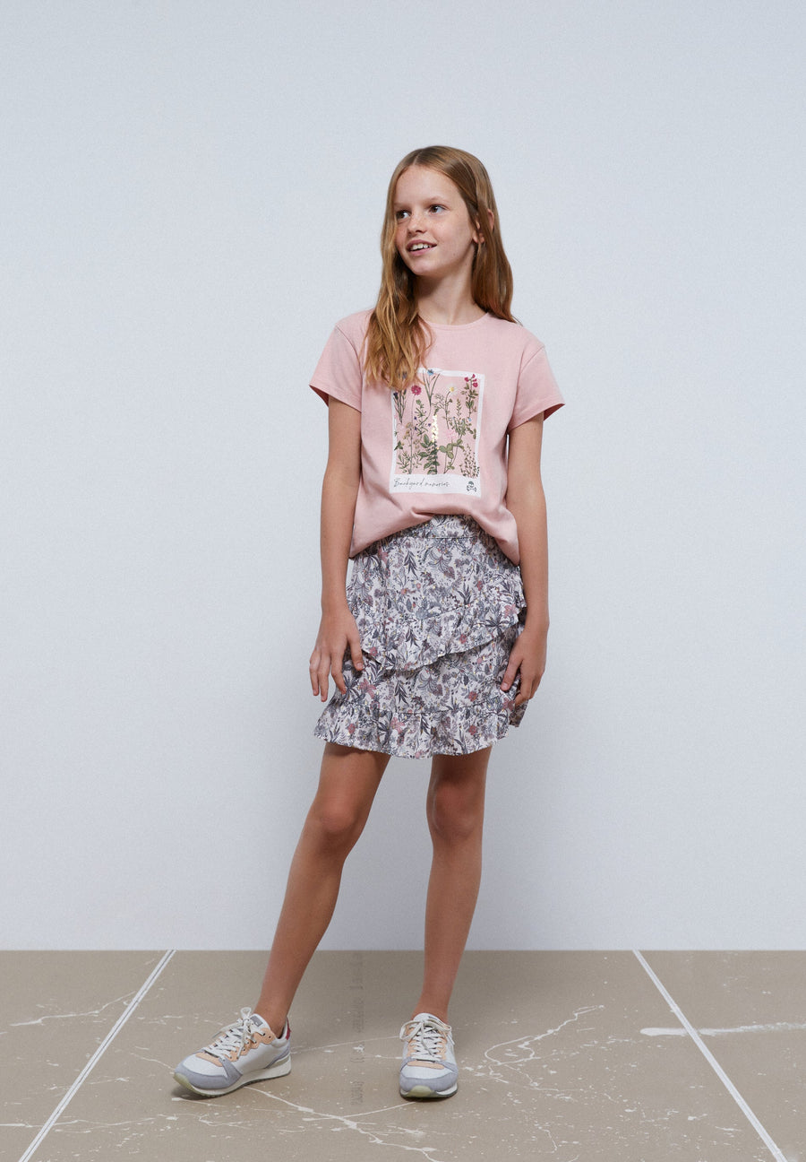 FOIL-SHIRT MIT BLUMENMUSTER