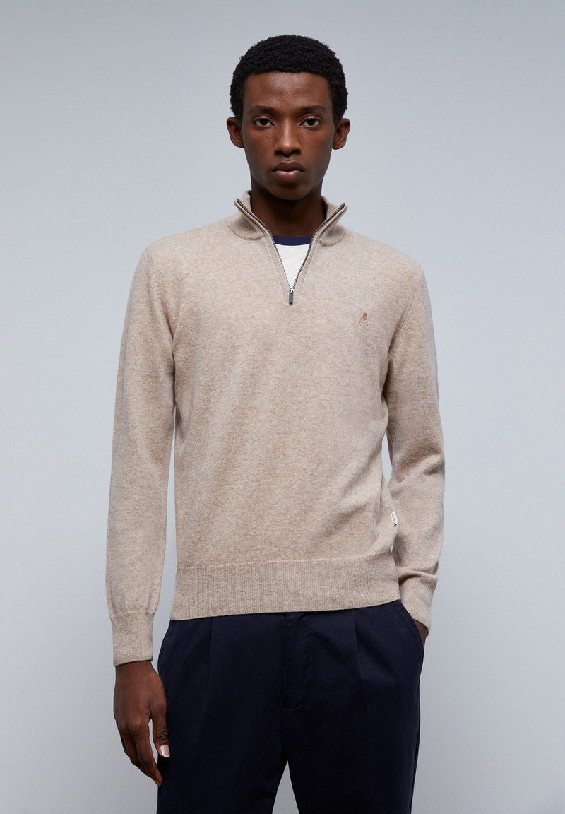 PULLOVER MIT FARBLICH PASSENDEM REISSVERSCHLUSS UND TOTENKOPF