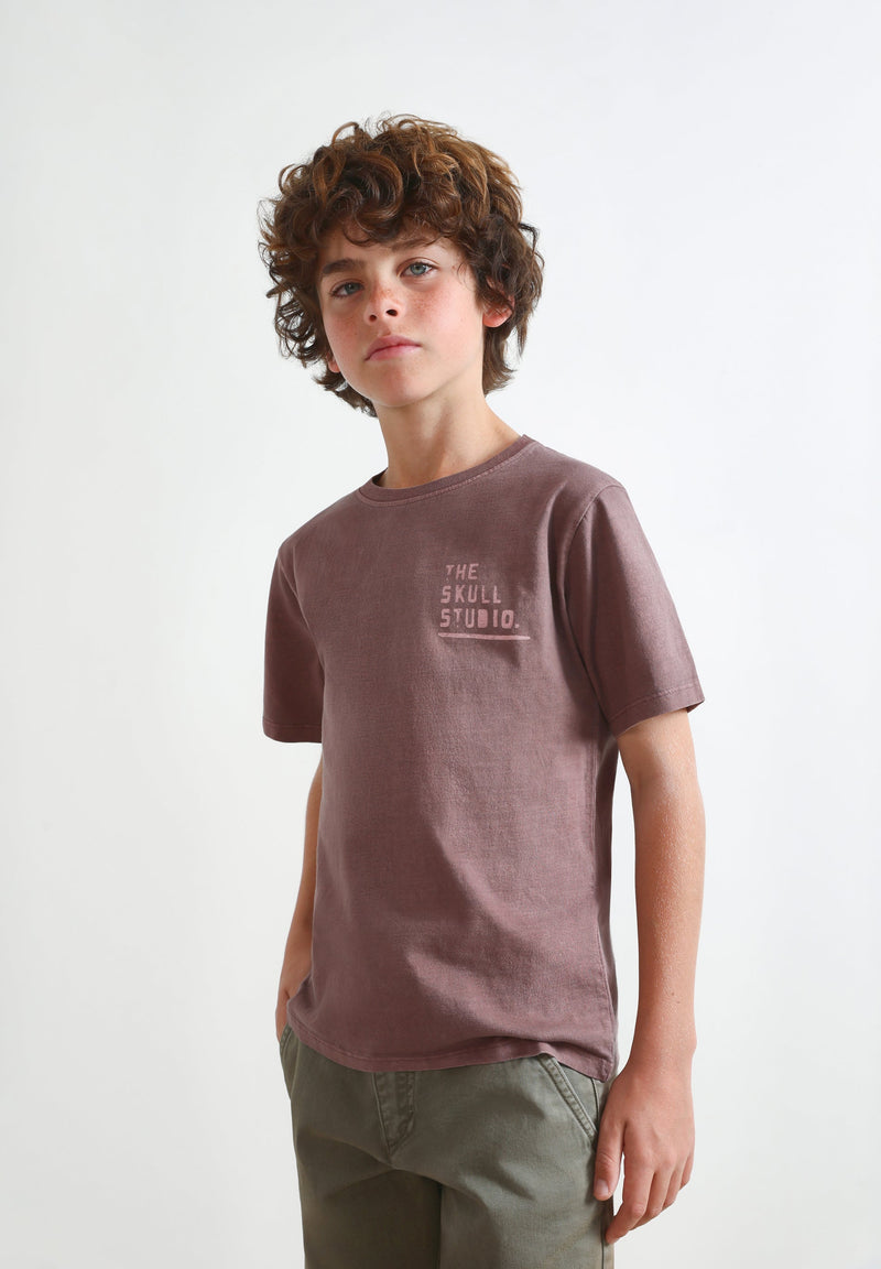 T-SHIRT IM WASHED-LOOK MIT PRINT AUF DEM RÜCKEN