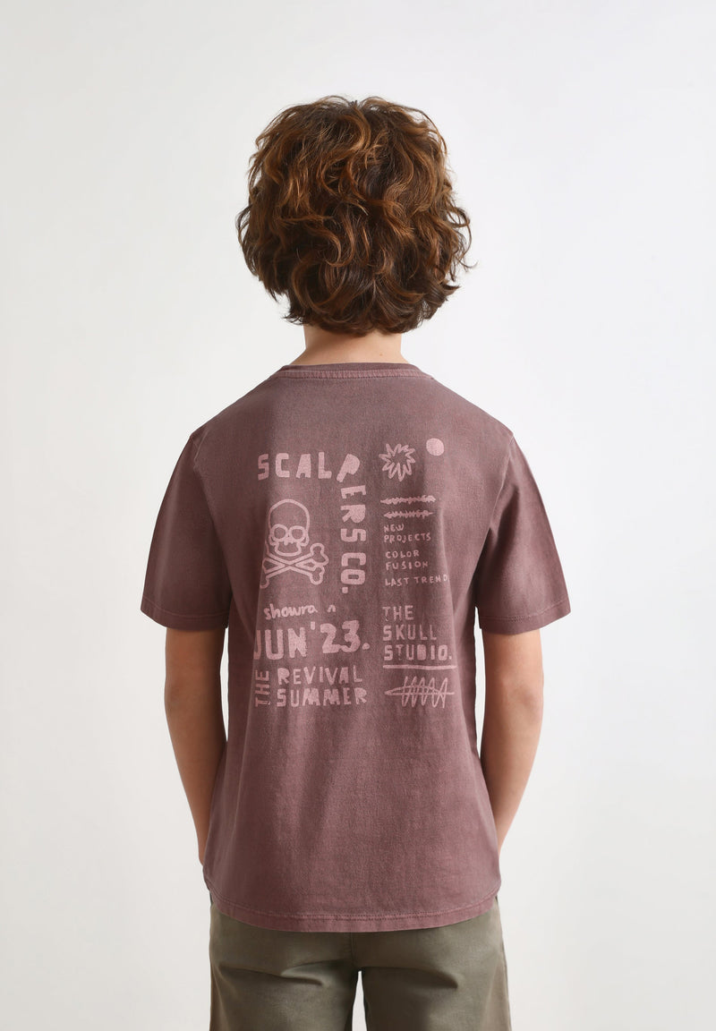 T-SHIRT IM WASHED-LOOK MIT PRINT AUF DEM RÜCKEN
