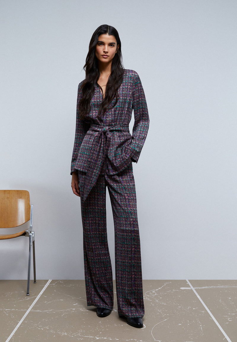 KARIERTER BLAZER MIT BINDEGÜRTEL