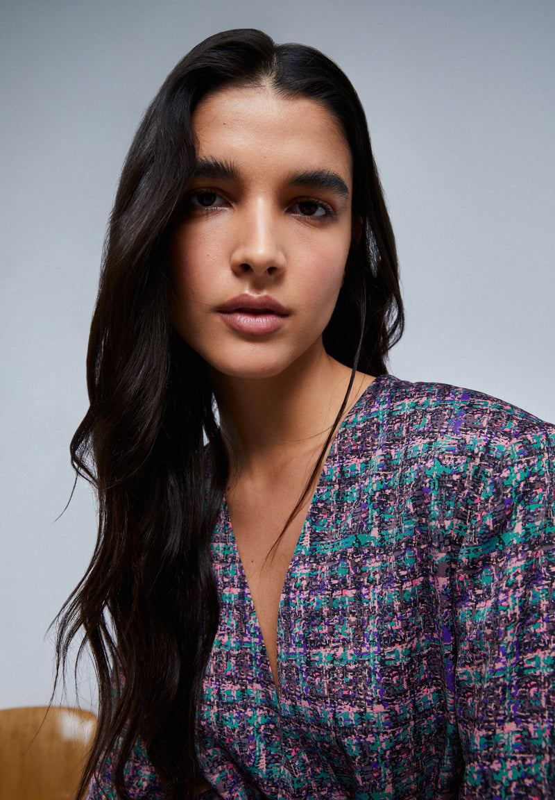 KARIERTER BLAZER MIT BINDEGÜRTEL