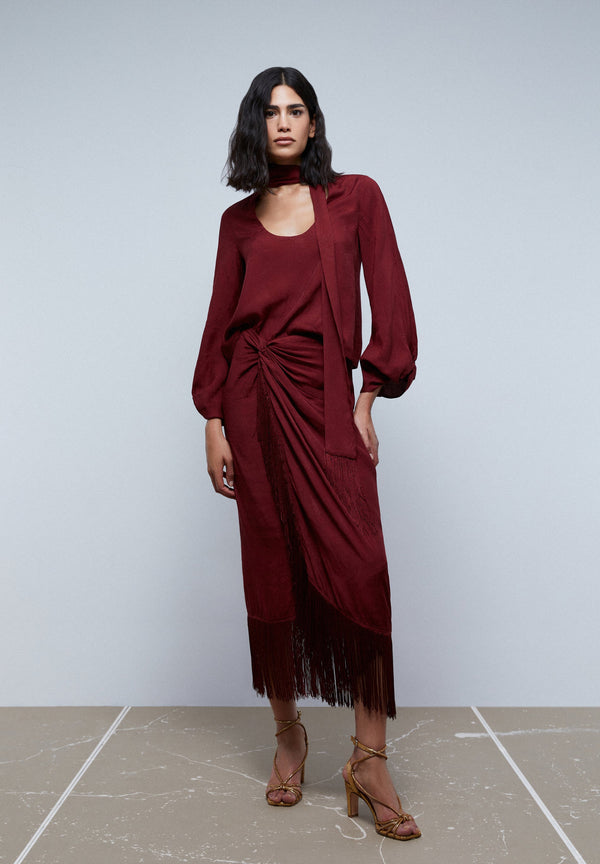 JACQUARD-BLUSE MIT SCHLEIFE AM KRAGEN