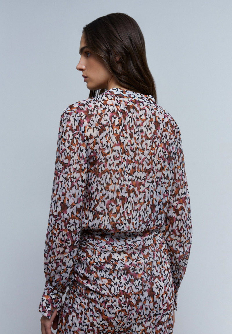DRAPIERTE BLUSE MIT PRINT