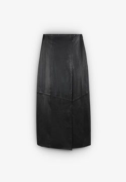 LEATHER MIDI SKIRT
