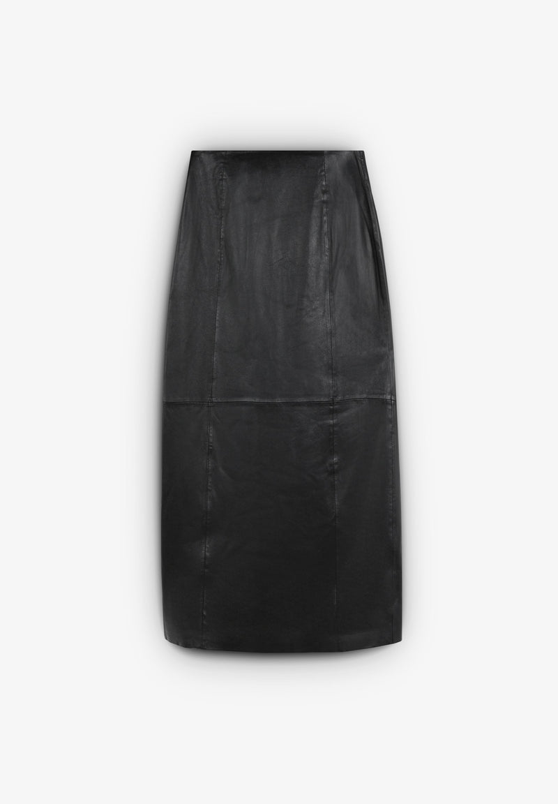 LEATHER MIDI SKIRT